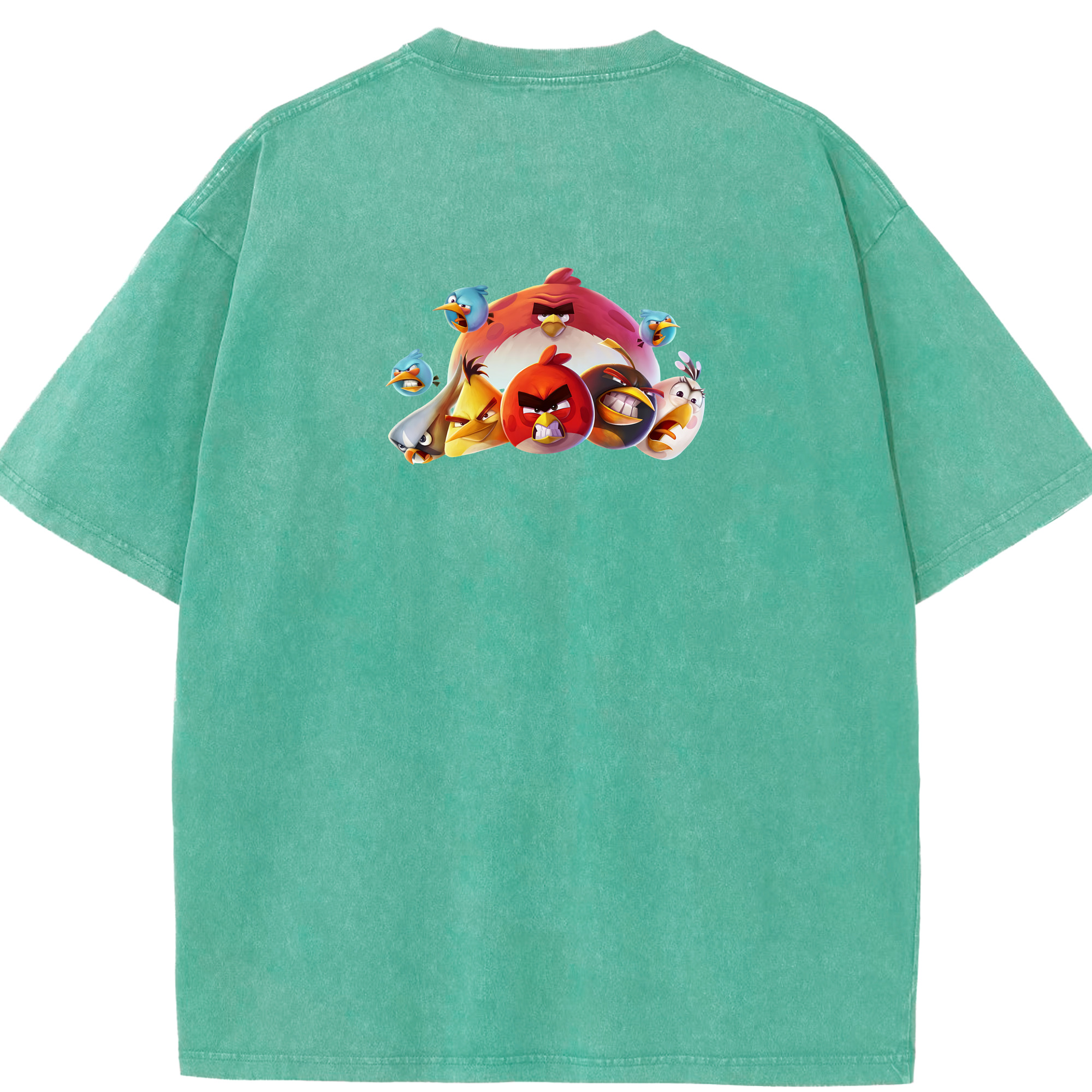 （画像用） Angry Birds アングリーバード 綿100% ヴィンテージ風 半袖Tシャツ（背面プリント）
